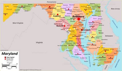 md map with cities|Labeled Maryland Map With Capital & Cities In PDF.